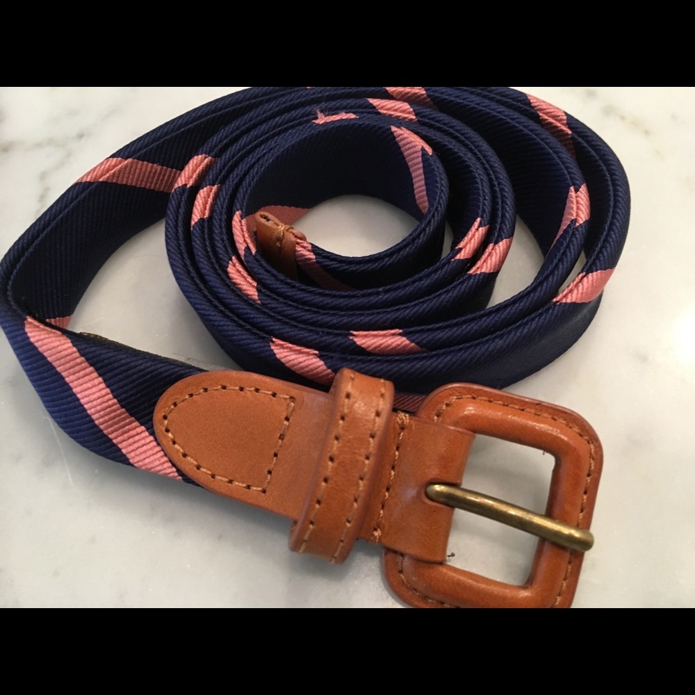 Brooks Brothers silk belt. Navy/ pink. Medium